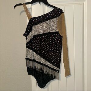 Woman's Ice Figure Skating Baton Twirling Dress Black/Silver Sequin Costume